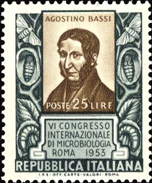 Francobollo Ritratto di Agostino Bassi -  1953