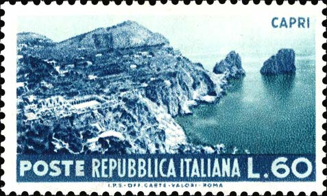 Francobollo Capri e i Faraglioni -  1953