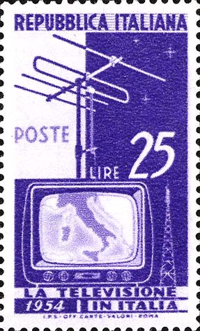 Francobollo Televisore ed Antenna -  1954