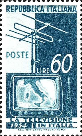 Francobollo Televisore ed Antenna -  1954