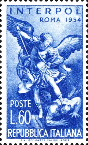 Francobollo Arcangelo Michele Dipinto da Guido Reni -  1954