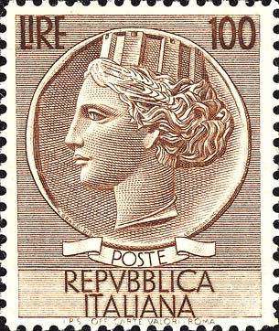 Francobollo Antica Moneta Siracusana -  1954