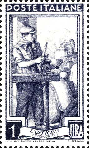 Francobollo Piemonte, l'Officina -  1955