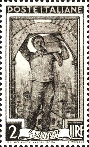 Francobollo Lombardia, il Cantiere -  1955