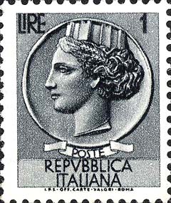 Francobollo Antica Moneta Siracusana -  1956