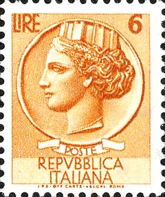 Francobollo Antica Moneta Siracusana -  1956