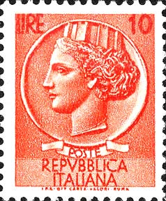 Francobollo Antica Moneta Siracusana -  1955