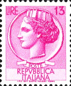 Francobollo Antica Moneta Siracusana -  1955