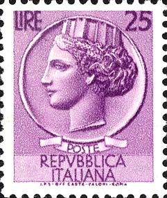 Francobollo Antica Moneta Siracusana -  1955