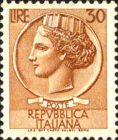 Francobollo Antica Moneta Siracusana -  1960
