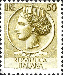 Francobollo Antica Moneta Siracusana -  1956