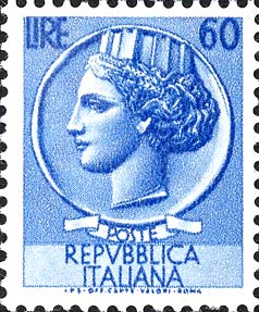 Francobollo Antica Moneta Siracusana -  1955
