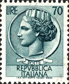 Francobollo Antica Moneta Siracusana -  1960