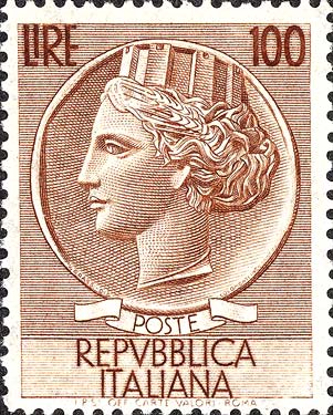 Francobollo  Antica Moneta Siracusana -  1955