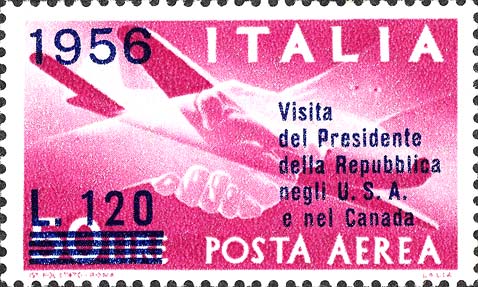 Francobollo Stretta di Mano, Caproni-Campini 1 -  1956