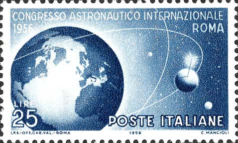 Francobollo Globo e Satellite Artificiale -  1956