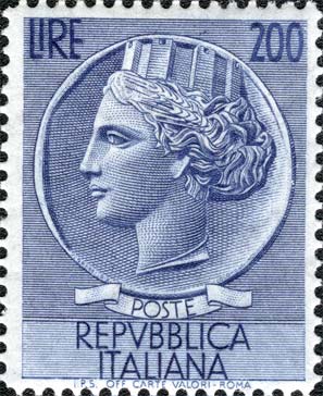 Francobollo Antica Moneta Siracusana -  1957