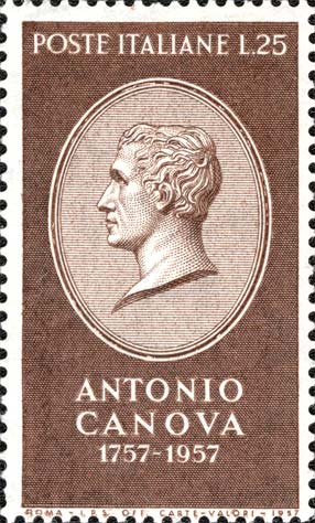 Francobollo Ritratto di Canova Entro un Ovale -  1957
