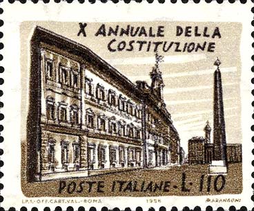 Francobollo Piazza e Palazzo Montecitorio -  1958