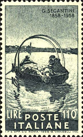 Francobollo Dipinto "Ave Maria a Trasbordo" di Segantini -  1958