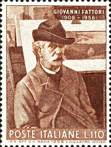 Francobollo Autoritratto di Giovanni Fattori -  1958