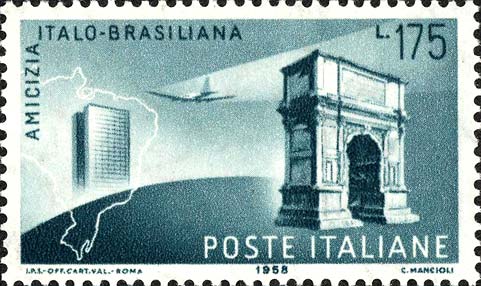 Francobollo Palazzo del Congresso Federale e Arco di Tito -  1958
