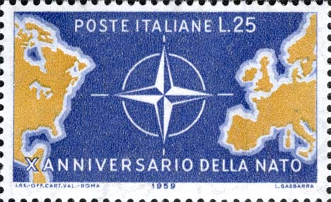 Francobollo Rosa dei Venti e Carta Geografica -  1959