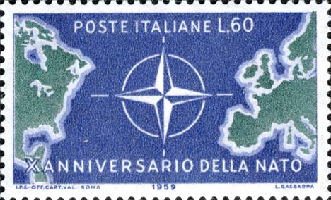 Francobollo Rosa dei Venti e Carta Geografica -  1959