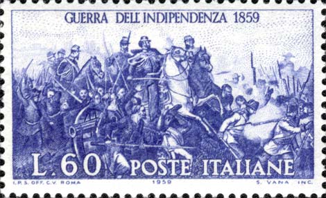Francobollo Vittorio Emanuele II alla Battaglia di Palestro -  1959