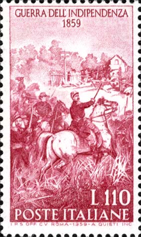 Francobollo Dipinto "La Battaglia di Magenta" -  1959
