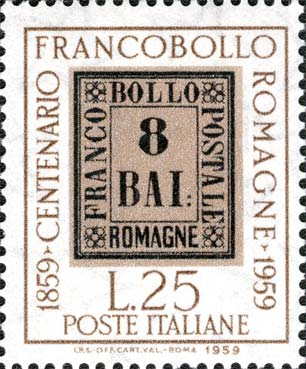 Francobollo Francobollo da 8 Baiocchi delle Romagne -  1959