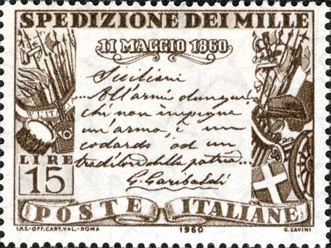Francobollo Proclama di Garibaldi ai Siciliani -  1960