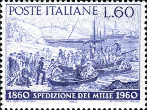 Francobollo Imbarco dei Mille a Quarto -  1960