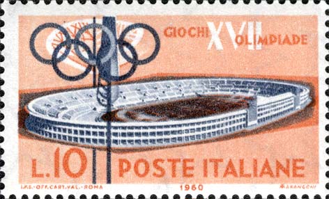Francobollo Stadio Olimpico, a Roma -  1960