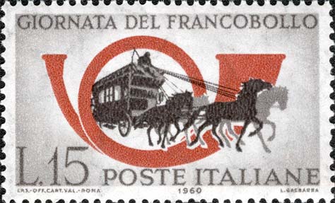 Francobollo Corno di Posta e Diligenza -  1960