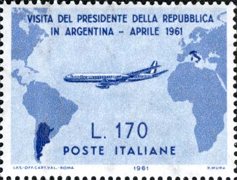 Francobollo Aereo e Cartina Geografica -  1961