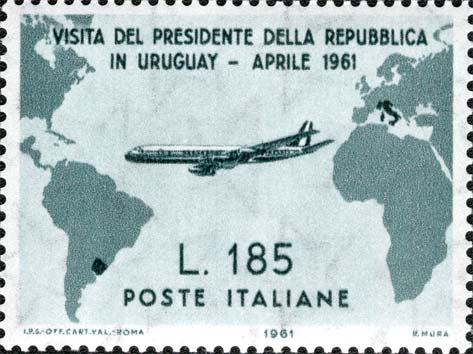 Francobollo Aereo e Cartina Geografica -  1961