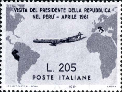 Francobollo Aereo e Cartina Geografica -  1961
