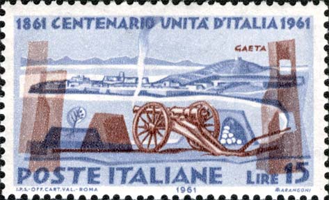 Francobollo Cannone e Fortezza di Gaeta -  1961