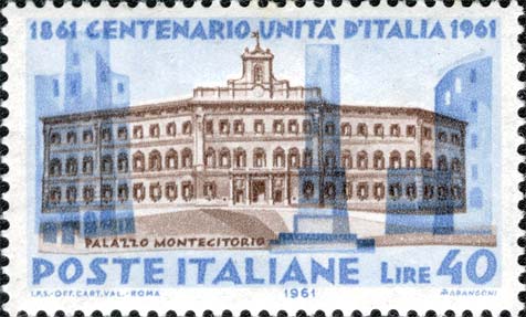 Francobollo Palazzo Montecitorio, a Roma -  1961