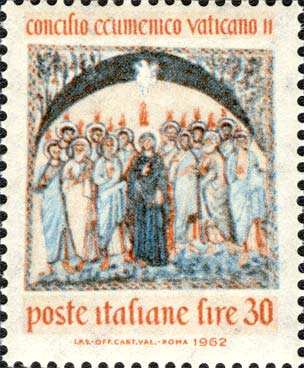 Francobollo Discesa dello Spirito Santo sui Dodici Apostoli -  1962