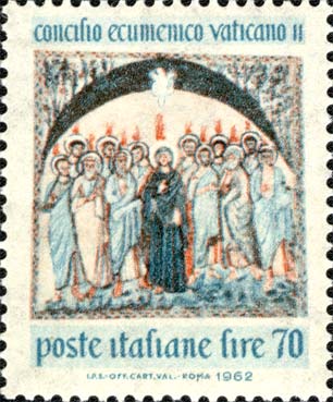 Francobollo Discesa dello Spirito Santo sui Dodici Apostoli -  1962