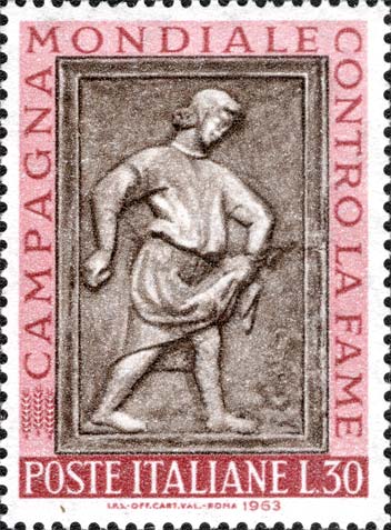 Francobollo Bassorilievo Raffigurante la Semina -  1963