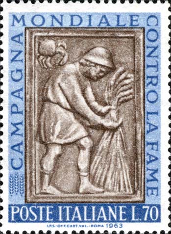 Francobollo Bassorilievo Raffigurante il Raccolto -  1963