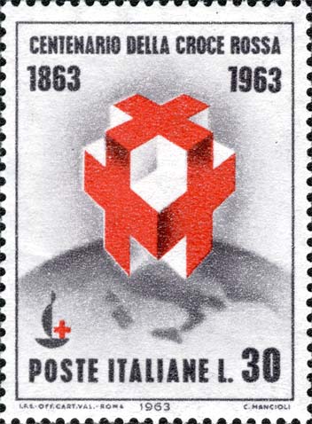 Francobollo Croce Rossa e Globo -  1963