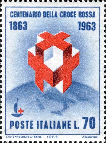 Francobollo Croce Rossa e Globo -  1963