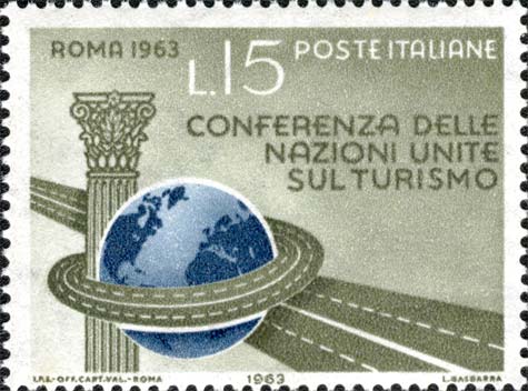Francobollo Colonna, Globo e Autostrada -  1963