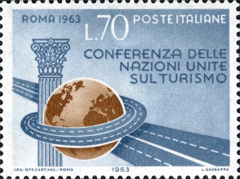 Francobollo Colonna, Globo e Autostrada -  1963