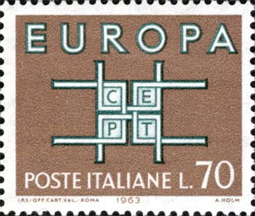 Francobollo Scritta "CEPT" tra Linee -  1963