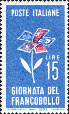 Francobollo Margherita coi Petali Formati da Francobolli -  1963